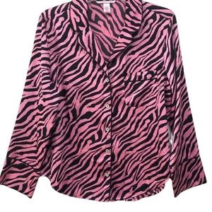 Victorias Secret black and pink zebra striped night too long sleeve!